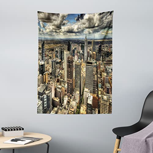 ABAKUHAUS Städtisch Wandteppich & Tagesdecke, Melbourne-Stadt Australien, aus Weiches Mikrofaser Stoff Dreck abweichender Digitaldruck, 110 x 150 cm, Mehrfarbig
