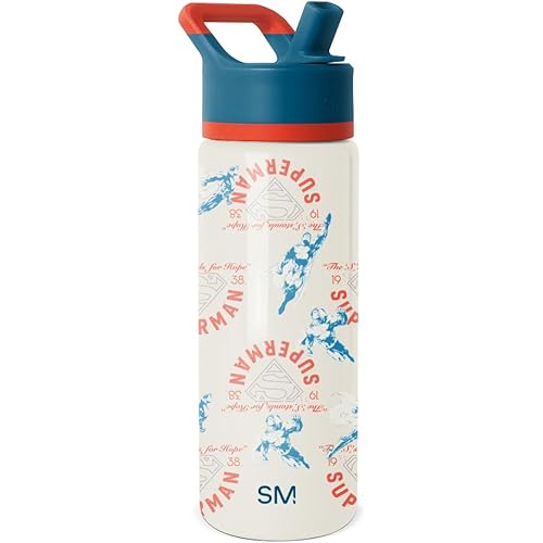 Simple Modern Kids Summit Water Bottle with Straw Lid | DC Comics Superman 18oz Stainless Steel Cup Insulated Tumbler for Boys, Girls, School | Stand for Hope