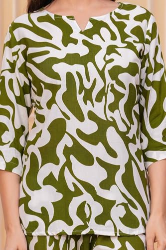 Image of Women's Printed Night Suit Set Pajama with Top Lightweight Soft & Comfy Sleepwear for Girls & Women
