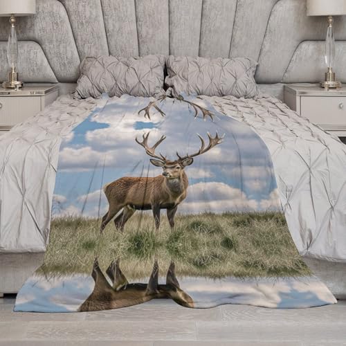 Couverture en flanelle élan plaid doudoune chaud 150x200 cm