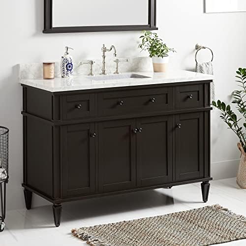 Signature Hardware 464892 Elmdale 48" Free Standing Single Vanity Set with Mahogany Cabinet, Vanity Top, and Rectangular Undermount Vitreous China Sink - 8" Faucet Holes