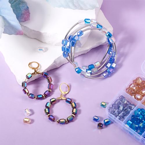 Crafans 200Pcs Faceted Column Glass Beads 10 Colors Electroplate 6mm Column Spacer Beads AB Color Glass Beads Bulk for DIY Bracelet Necklace Jewelry Making - Image 2