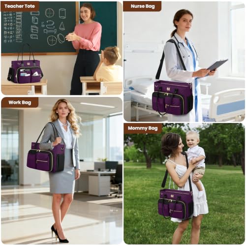 Image of Teacher Tote Bag for Women,Laptop Work Bag for Business Travel,Quilted Nurse Bible Computer Bag Briefcase Gift
