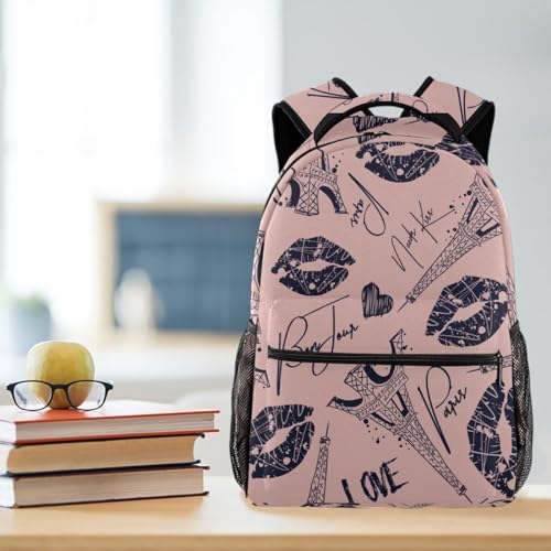 Sac à dos d'école multicolore imprimé Tour Eiffel pour ados