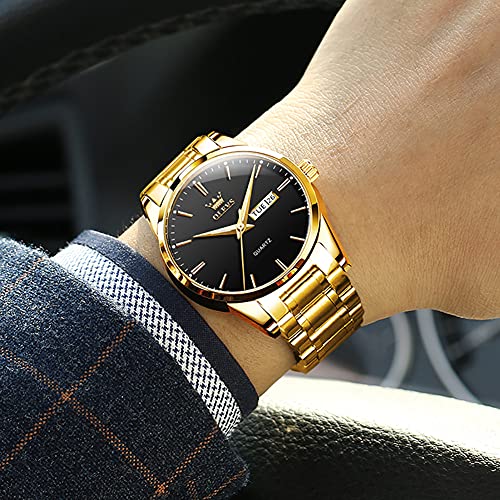 OLEVS Mens Gold Watches Waterproof Stainless Steel Lightweight Watch with Date Classic Luxury Dress Watch for Men Gold White Blue Green Dial2