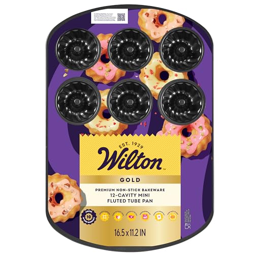 Comparison: Best Mini Bundt Cake Pan 8 Wilton Gold Premium Non-Stick Warp-Resistant Bakeware, Made without PFAs, Mini Fluted Tube Pan,12- Cavity, 16.5 x 11.2 in, Packaging May Vary