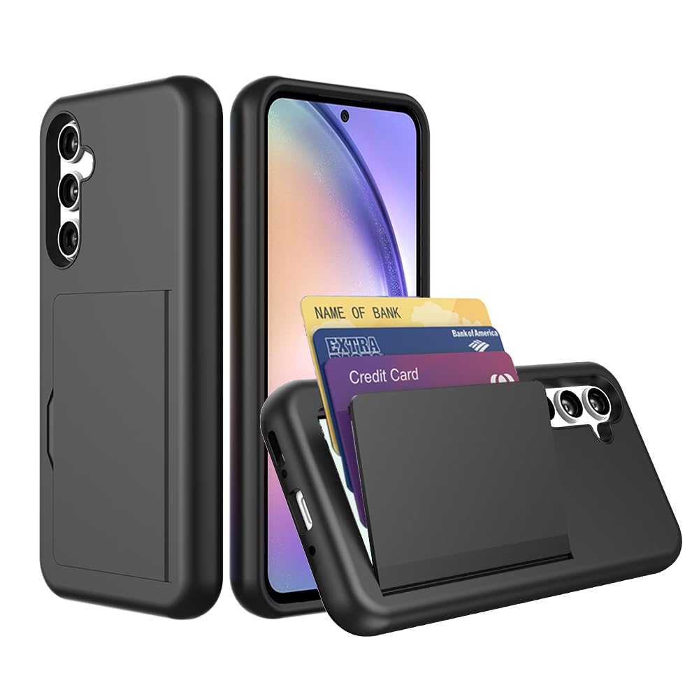 FDTCYDS Galaxy A54 Case with Card Holder,Credit Card Slot Protective Wallet Case for Samsung Galaxy A54 - Black