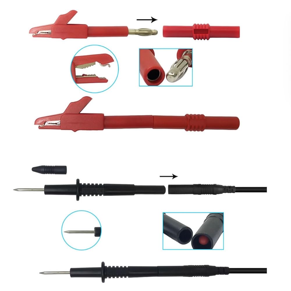 Kit de cables para multímetro,18 cables de prueba multiusos profesionales con pinzas de cocodrilo,sondas,cables de conexión y más para pruebas eléctricas digitales y diagnóstico automotriz