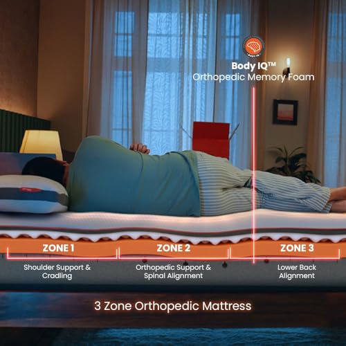 Image of Sleepyhead Sense Designed by Duroflex - 3 Zoned BodyIQ Orthopedic Memory Foam |Cooling Technology |Smart Orthopedic Support |10 Years Warranty |Medium Firm |6 Inch King Size Bed Mattress (72x72x6)