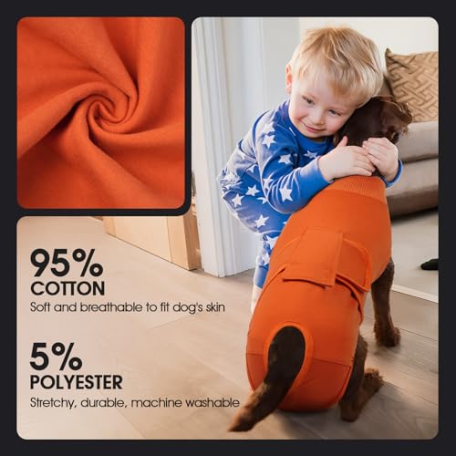 Image of FUAMEY Dog Recovery Suit Male,Dogs Surgery Neuter Suits Puppy Spay Shirts for Female Protect Dog's Skin Anti Licking Abdominal Wounds Doggie Onesie Pet Bodysuit Alternative to Cone Orange XS