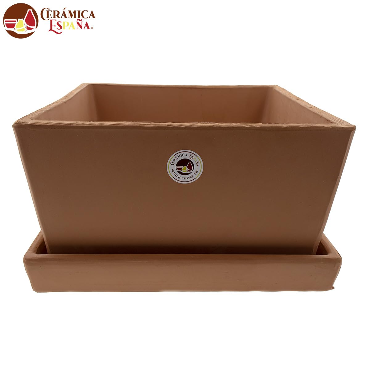 CERÁMICA ESPAÑA | Macetas de Barro Rojo | Macetas Decorativas | Macetas de cerámica | Macetas Exterior | Maceta Interior | Maceta Bonsai - Modelo J03 | 32x32x19 cm | Plato Incluido