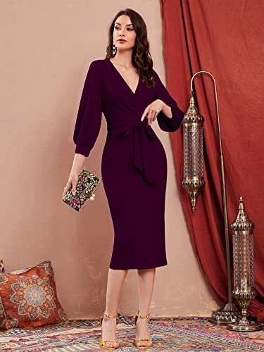 Image of rosery paris Women V Neck fulls Sleeve one Piece Formal Black Floral Western one piece Knee-Length Dress