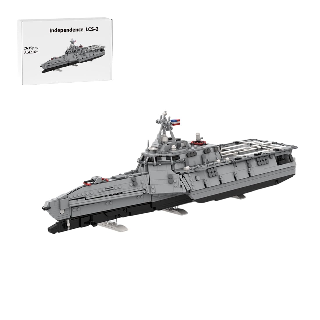 RCstrophex Warship Building Blocks Set, 2635PCS Modern Independence-Class Naval Combat Ship MOC Model Kit, Trimaran Warship Brick Display Model