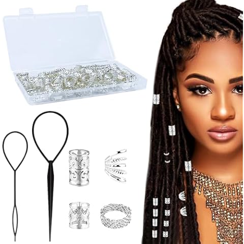 DIKEBAO 70 Pcs Hair Braid Rings Set Cover