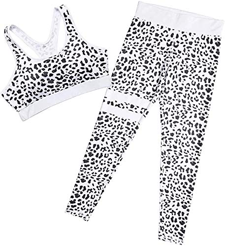 Loalirando Completo Sportivo Donna Leopardata Tuta da Ginnastica 2 Pezzi Canotta Sportiva Corta+ Pantaloni a Vita Alta Sportwear per Yoga Corso Palestra Fitness (Leopardato, S)