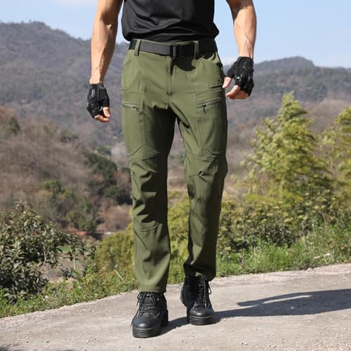 Men's Cargo Pants Casual Solid Color Button Down Fleece Trousers Stretch Fashion Waterproof Quick Dry Hiking Outfits3