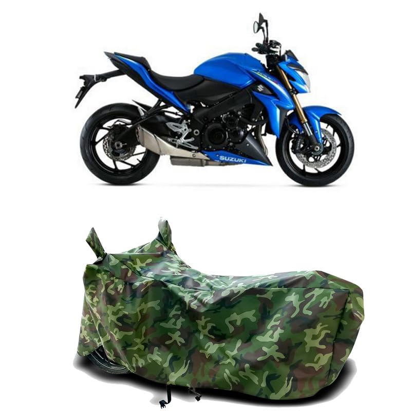Image of DUFFEL-100% Heat Protection Two Wheeler Bike /Scooty Body Cover for Suzuki GSX S1000 BS6 Water Resistance /UV-Rays /Birds Dropping /Scratchproof /Dust Proof /Waterproof[Green Jungle Print]