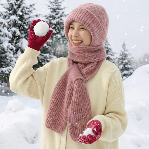 Image of Kraptick Women's Winter Cap and Scarf Set - Thick Fleece Lined Knitted Beanie Hat and Neck Warmer Muffler for Ladies, Soft & Stretchable Woolen Snow Proof for Extreme Cold -4