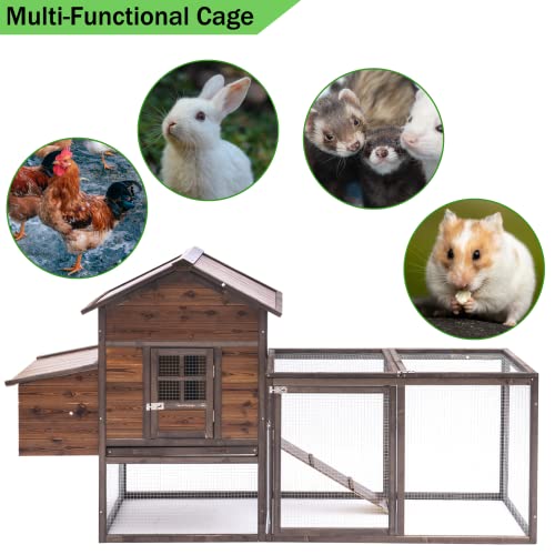 Grezjxc Chicken Coop For 4 Chickens Wooden Outdoor Hen Fence,Duck,Chicken Cage With Nesting Box & Removable Tray,Small Animal Hutch For Backyard Poultry Brown thumb #4