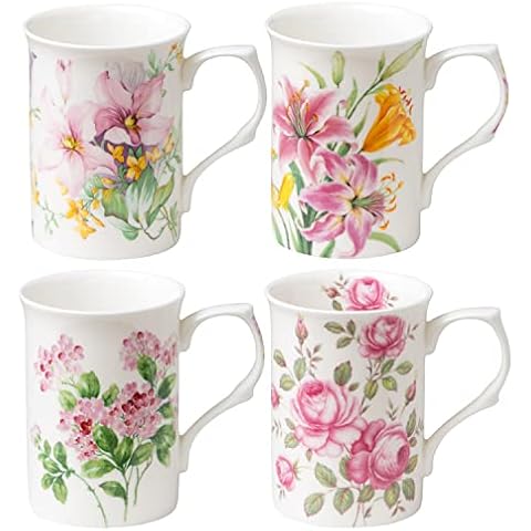 Grace Teaware Bone China Coffee Tea Mugs Set of 4 Cover