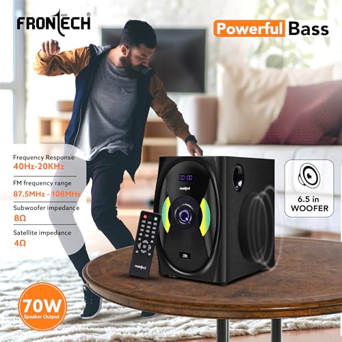 Image of FRONTECH SW-0142 2.1 Channel Bluetooth Speaker System - 70W, USB /BT /FM, LED Display, 1 Year Warranty | Black