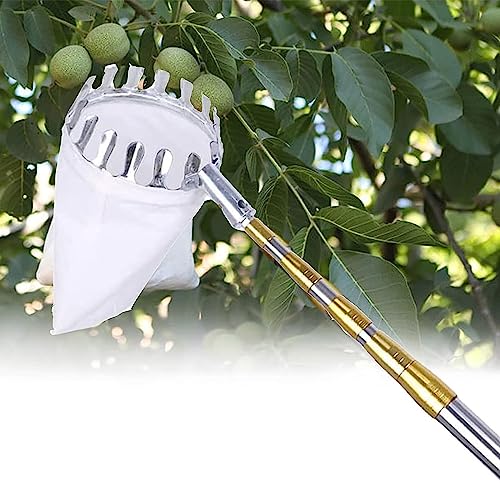 LekLai Obstpflücker, Apfelpflücker Mit Teleskopstiel, 2,1 M, 2,5 M, 3 M, 4 M, 5 M, 6 M, 7 M, 10 M, Leichte Verbindungsstange Aus Edelstahl/7M/23Ft