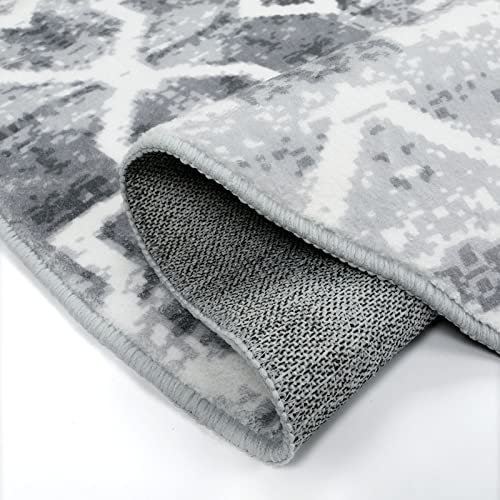 Wonnitar Moroccan Washable Round Rug 5Ft Grey Large Living Room Circle Rug Non Slip Round Dining Room Rug Modern Geometric Non Shedding Bedroom Accent Mat For Kids Room Nursery Entry #TOP7