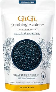 GiGi Hard Wax Beads, Soothing Azulene Hair Removal Wax for Sensitive Skin, 14 oz