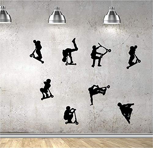 Online Design Niños Acrobacia Scooters,Saltos,Trucos,Vinilo Decoraciones de Pared Pegatinas para Ventana Secoración de Pared Pegatinas para Pared Decorativas Pared Pegatinas Adhesivo Pared Adhesivos