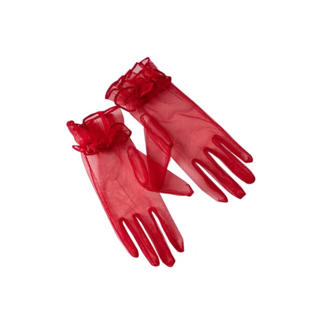 bmactosh Women's Tulle Tea Party Gloves Prom Evening Party Accessories Short Bridal Wedding Gloves