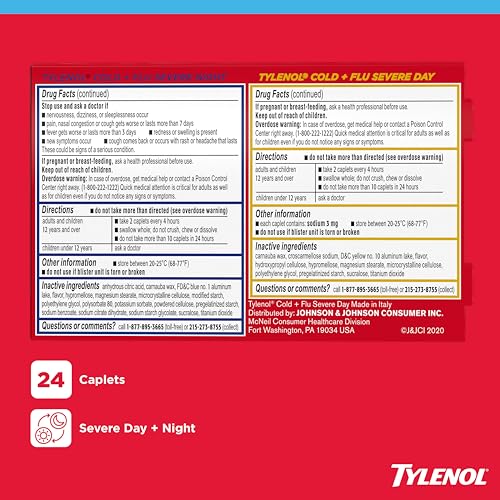 Tylenol Cold + Flu Severe Day & Night Caplets, Combo Pack, 24 Ct - image 7