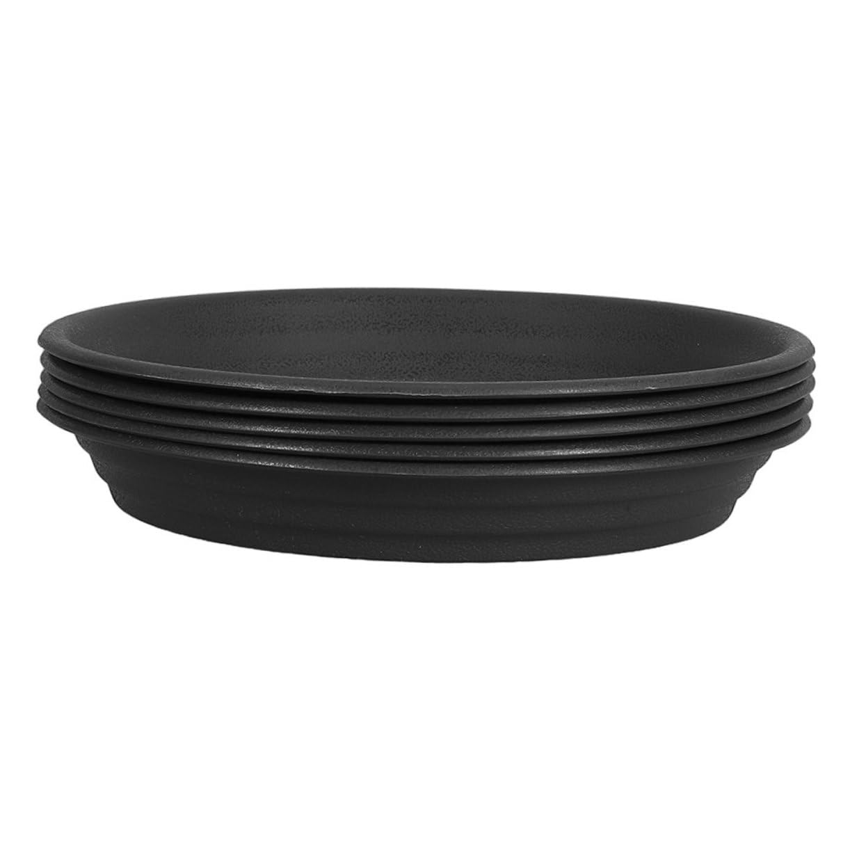 TOYANDONA Runde Untersetzer für Blumentöpfe 5 Stück-Pack Schwarz, Pp