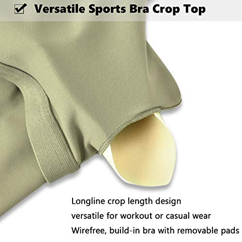 Yasco Sutiã esportivo Longline Yoga Top Crop Top com sutiã embutido para treino Top acolchoado com s
