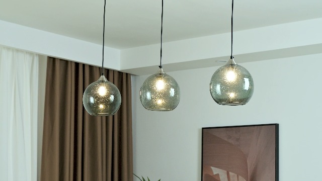 Image of Gray Green Glass Pendant Lights Kitchen Island Lighting Globe Pendant Light Fixtures Modern Pendant Lighting for Kitchen Island Bedroom Living Dining Room Light Fixture(7.87in, 3-Pack)