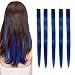 Blue Clip in 100% Real Human Hair Extensions Straight Blue Clip on Highlights Hair Extensions 5 Pieces/set 18 Inch Color Blue