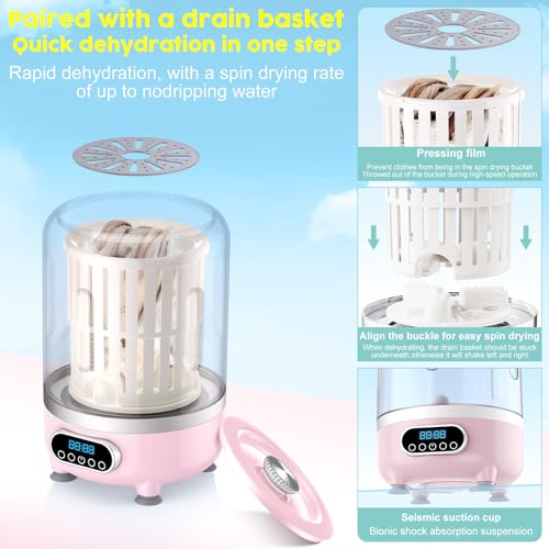 Image of Portable Washing Machine and dryer Underwear Washer,Upgraded Portable Mini Washing Machine,Rechargeable Cordless portable washer, Laundry Cup for Bra, Underwear, Socks (3Lpink)