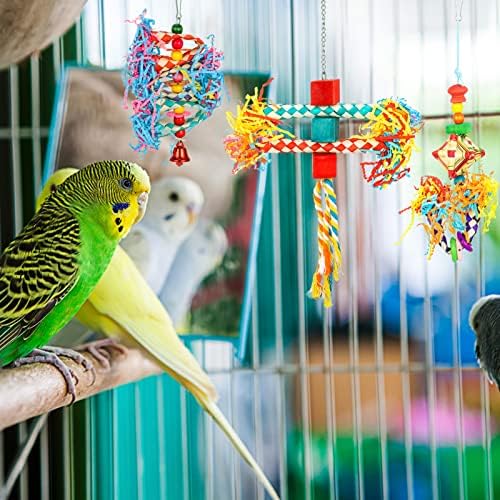 AKlamater 3 Pack Bird Shredding Toys Bird Parrots Chewing Hanging Toys Parrot Cage Foraging Shredder Toys Bird Cage Accessories for Small Parakeets,Cockatiels,Budgies,Love Birds,Finches