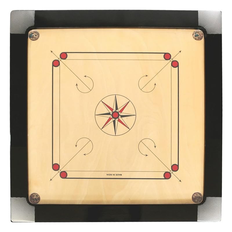 Hanzu Extra Size 36"x36" Carrom Board with Coin, Striker, Powder Free, Brown Wooden Board, Unisex, All Ages