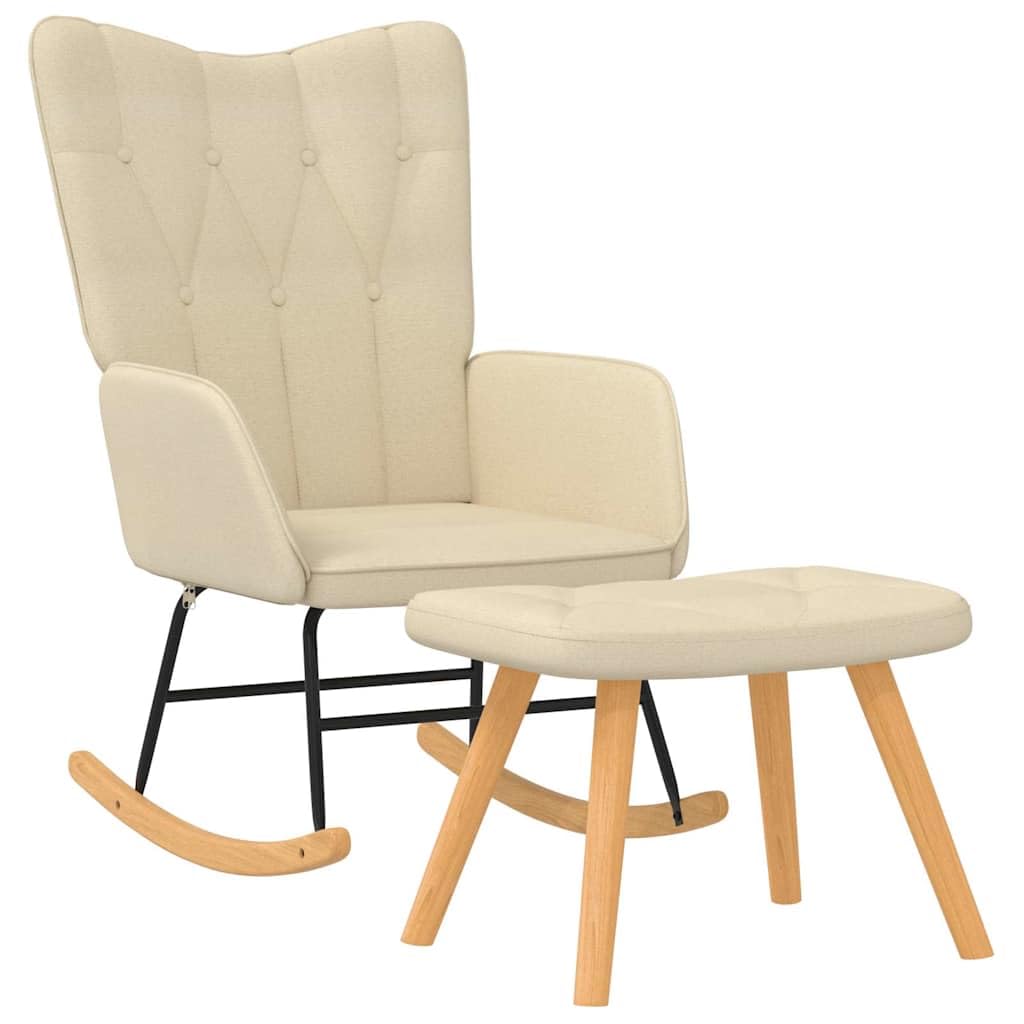 Chaise à bascule avec repose pied Crème Tissu