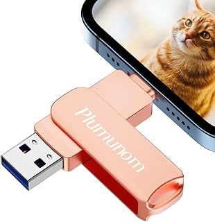 Plumunom Photo Stick for iPhone USB Flash Drive 128GB, All Metal Flash Drive for iPhone Save More Photos and Videos.High Speed Photo Stick USB Memory Stick Compatible with iPhone/ipad/Android/PC.…