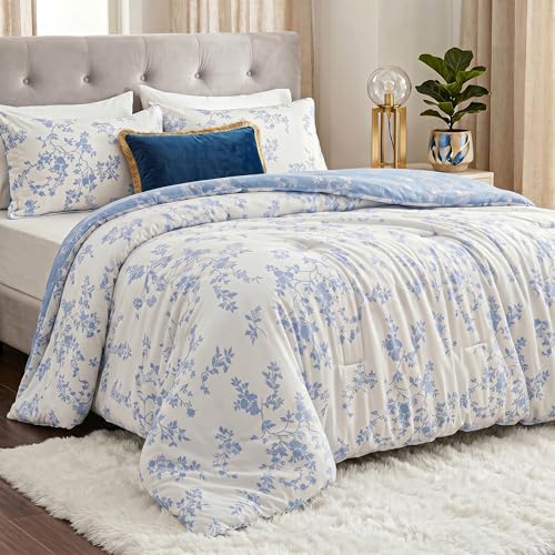 Utopia Bedding Queen Comforter Set Sky Petal Floral Comforters Queen Size 3 Piece Lightweight All Season Down Alternative Bedding Set with 1 Comforter (88 x 88 in) and 2 Pillow Shams (20 x 26 in)