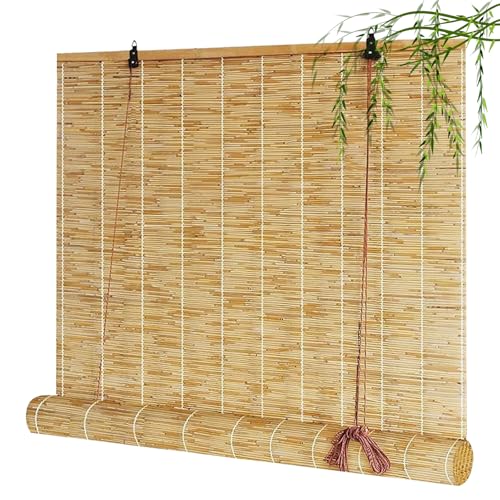 Murzoeky Cortina de caña Exterior, Cortinas Bambu Exterior Persianas de Caña Natural 45 60 80 100 120 150 170cm Blackout Estor Bambu para Terraza Cocina Jardín Porche