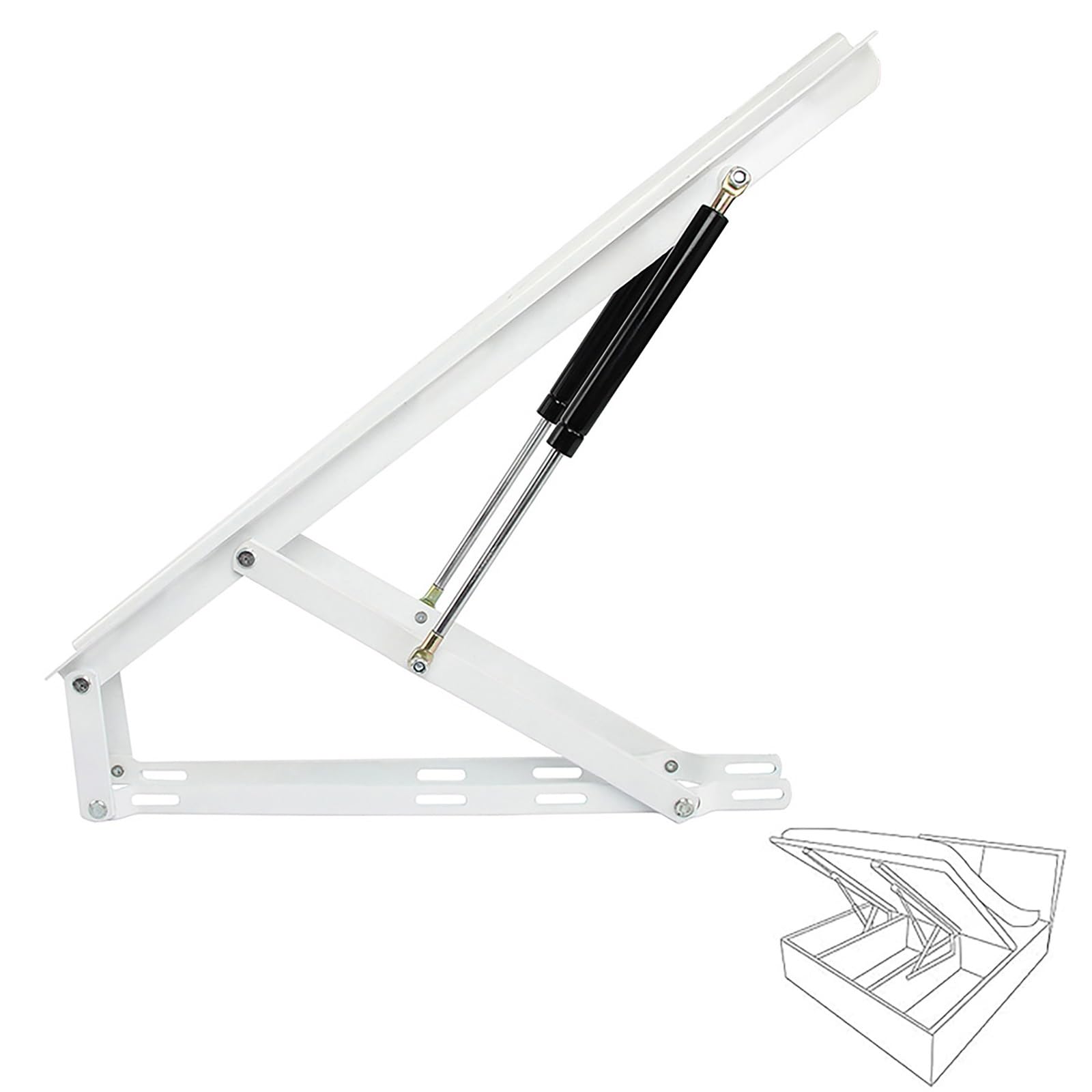 DFGHNBVC Hydraulic Bed Lift Mechanism - Gas Strut Support System For Efficiently Elevating Sofa Tables And Box Beds,White-1.5M