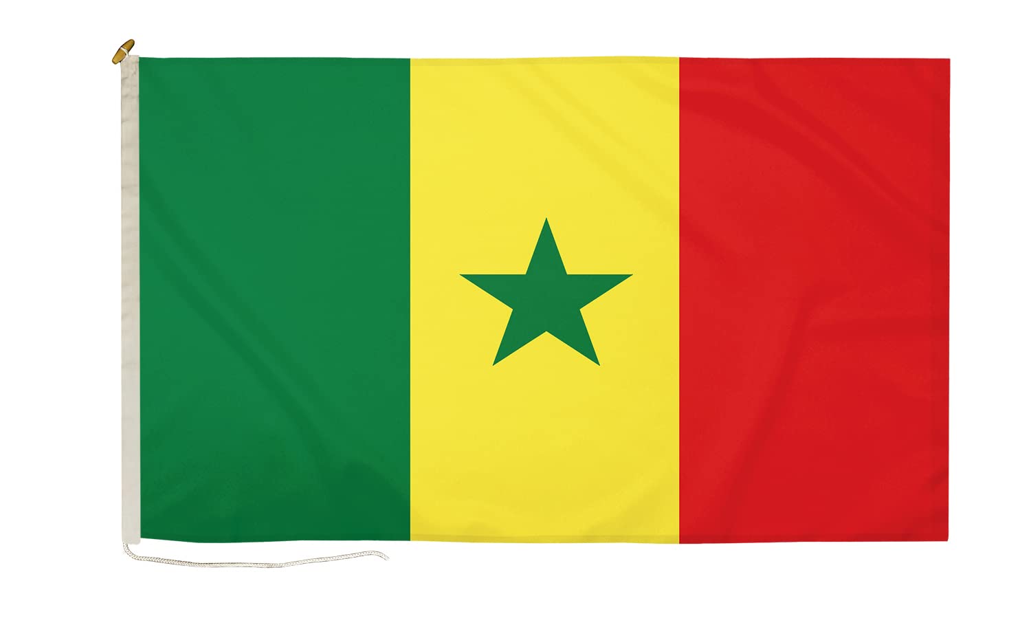 DuraFlag Senegal Small Courtesy 20x12" Rope and Toggled Premium Quality 50x30cm Flag