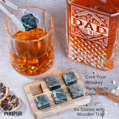 PONPUR-Gifts-for-Men-Dad-Whiskey-Decanter-Set-with-2-Glasses-with-Wooden-Box-Unique-Dad-Birthday-Gift-from-Daughter-Son-Best-Dad-Father-Husband-Presents-for-Anniversary-Christmas