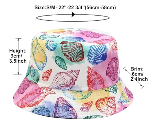 Image of Quanhaigou Bucket Hat for Men Women,Packable Reversible Printed Sun Hats,Fisherman Outdoor Summer Travel Hiking Beach Caps (Colorful Shell)