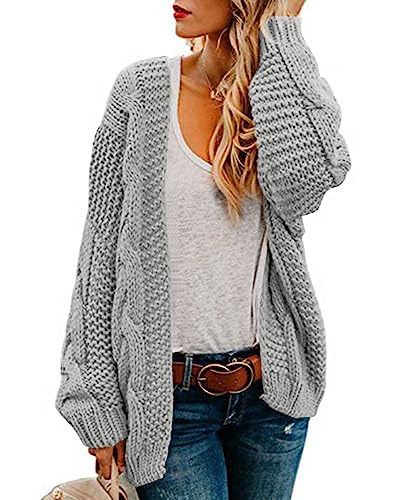 Image of Womens Oversized Chunky Open Front Cardigan Sweaters Cable Knit Long Sleeve Cardigans Outwear Coats