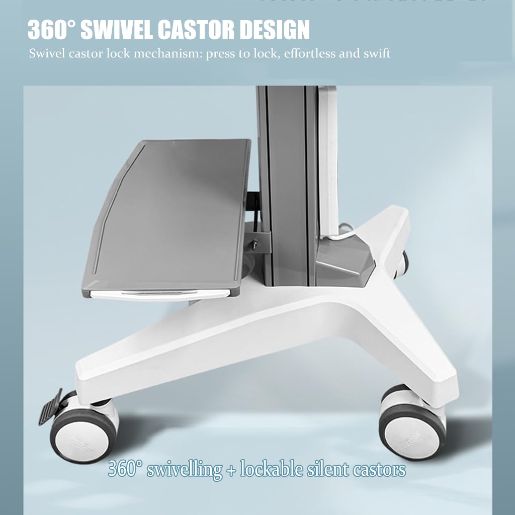 Carrello Mobile, Altezza Regolabile 80-102 Cm, Carrello da Laboratorio con Ruote, Dotato di Quattro Ruote Piroettanti Silenziose, Adatto per Laboratori, Stoccag