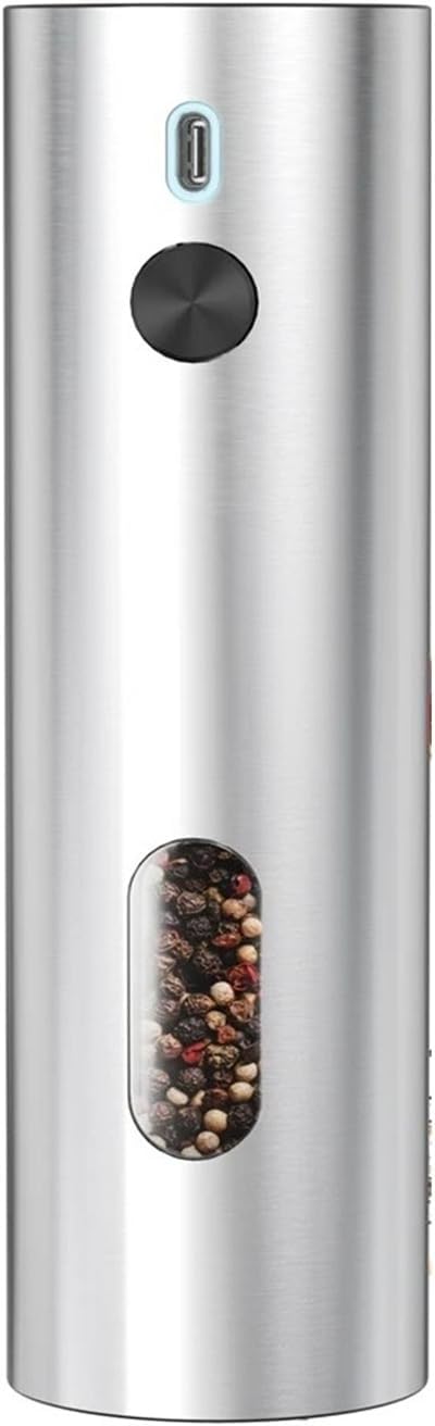 Rechargeable Automatic Pepper Grinder Salt And Pepper Adjustable Coarseness Spice Grinder with LED Light for Kitchen(Clear)