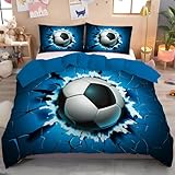 Caractéristiques：Ensemble de literie imprimé en 3D, Ballon De Football Mural Endommagé de mode.Caché fermeture Éclair design,pratique pour mettre votre couette dans et en dehors,se laver facilement sans déformation après après une utilisation répétée.Il peut contenir jusqu 